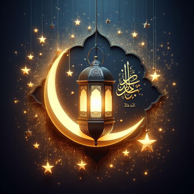 Photo eid aladha holiday banner with night theme