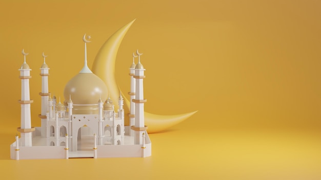 Eid alfitr 3d-rendering moskee achtergrond