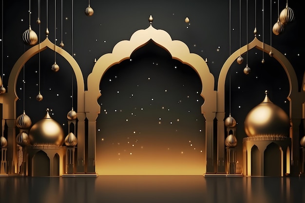 Eid alfitr mubarak luxe gouden achtergrond