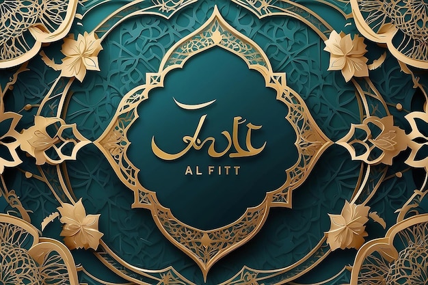 Eid AlFitr Mubarak Ramadan Kareem Islamic Greeting Card Background Set with Luxury Elegant Pattern