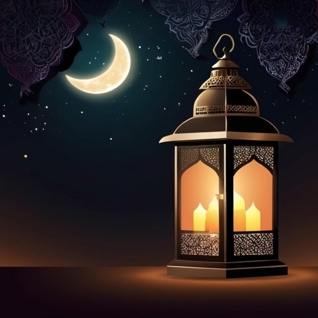 Eid alFitr Poster Template Lantern Background Night Design