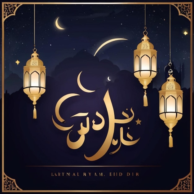 Eid alFitr Poster Template Lantern Background Night Design