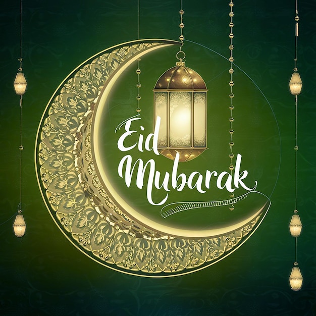 Eid-groetekaartje met decoratieve halve maan