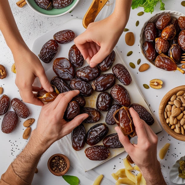 Photo eid holiday table ramadan family dinner breaking fast iftar ai generated