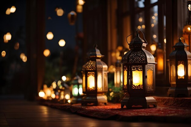 写真 ラマダンや他のイスラム教徒の祝日のためのイードランプやランタンは,テキストのコピースペースがあります.