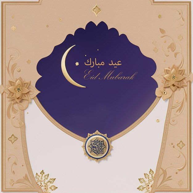 Foto eid mobarak illustrazione blu ai generativo
