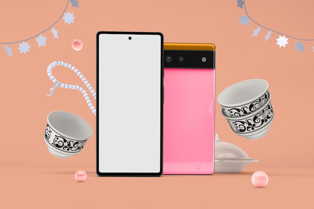 オレンジ色の背景で Eid Mobiles フロント サイド