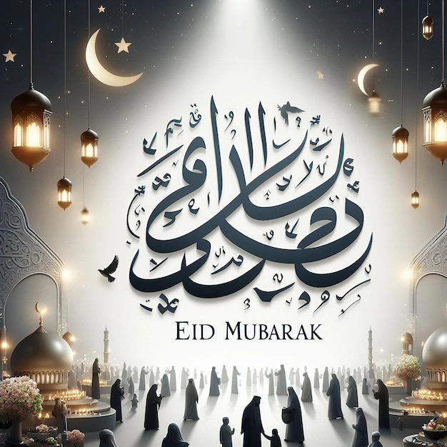 Foto font in stile arabo eid mubarak