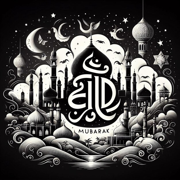 EID MUBARAK Arabic style font