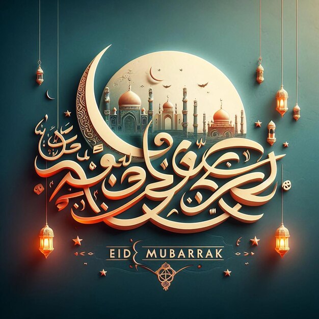 Foto font in stile arabo eid mubarak