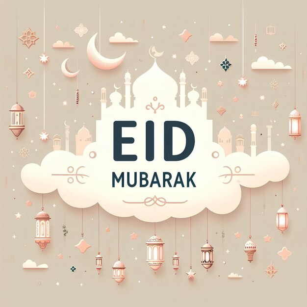 이드 무바라크 (Eid Mubarak) 의 공예적 인 터치 (Touch) 영감을 받은 디자인은 축제 배너와 디스플레이를 위해