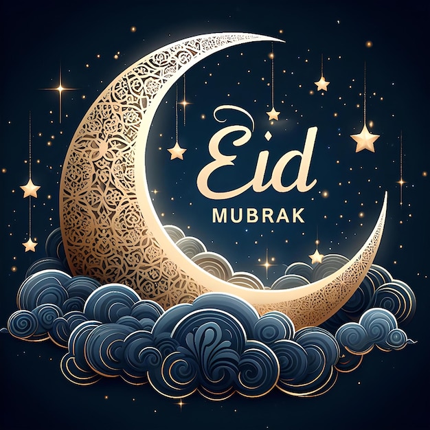 Foto striscione di eid mubarak per festeggiare le festività islamiche