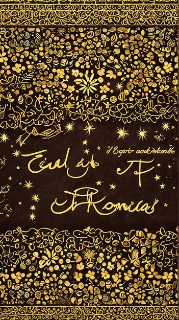 Photo eid mubarak a black and gold foil