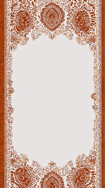 Eid Mubarak a brown and white floral frame with a floral pattern