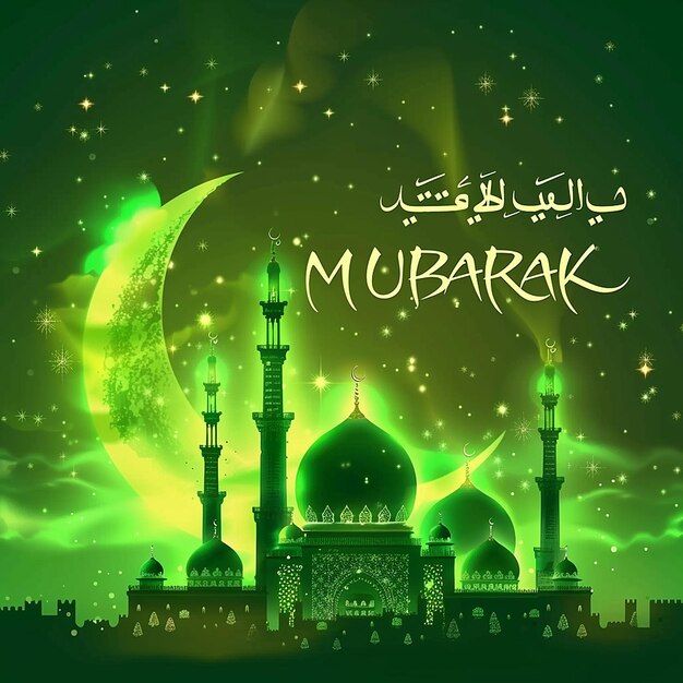 Eid Mubarak Celebration Under the Green Moonlight