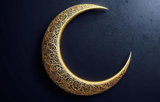 Photo eid mubarak a crescent with intricate gold decoration