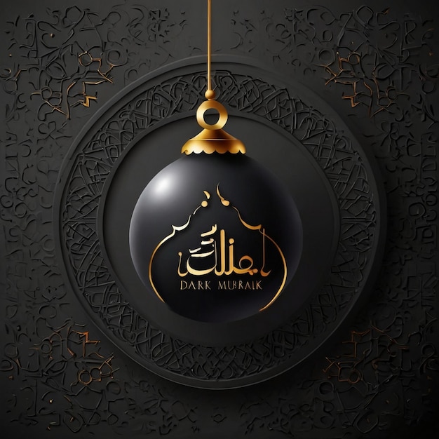 Eid Mubarak dark grey Eid Mubarak text greeting background