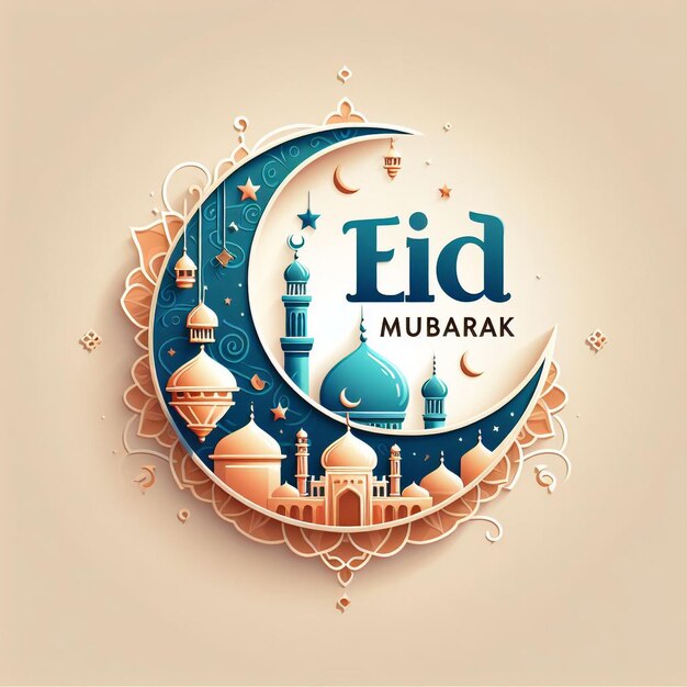 eid mubarak design template and illustration