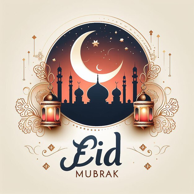 Photo eid mubarak design template and illustration