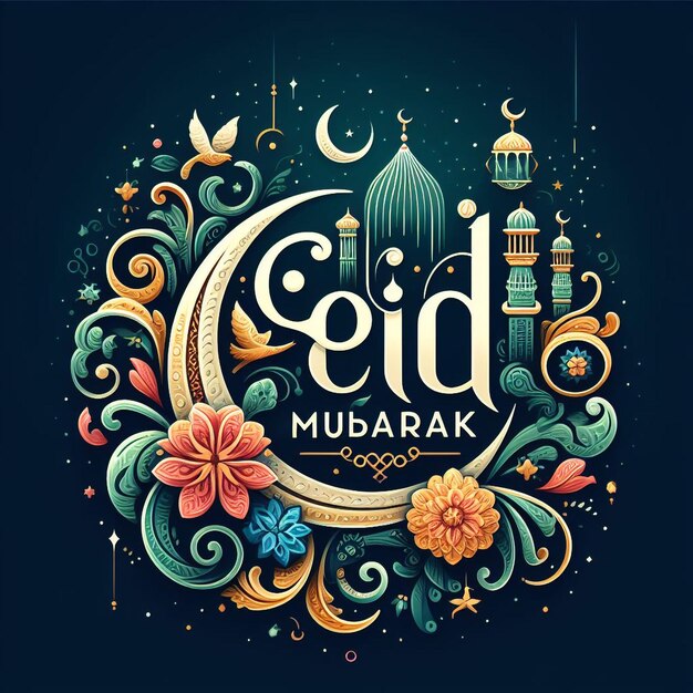 eid mubarak design template and illustration