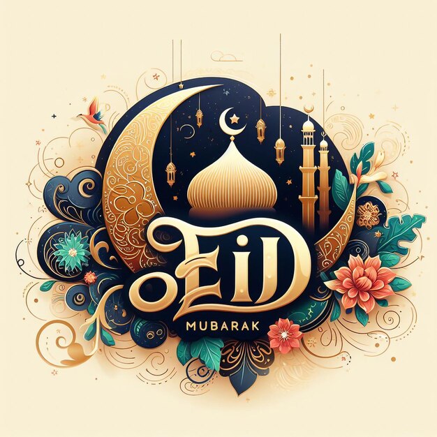 eid mubarak design template and illustration