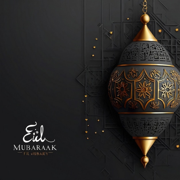 Eid Mubarak donkere grijze achtergrond van Eid Mubarik-groettekst