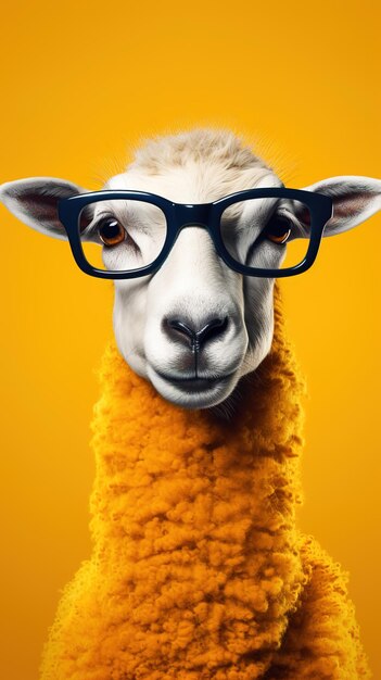 Eid mubarak eid al adha poster trendy sheep wearing glasses copy space eid ad banner