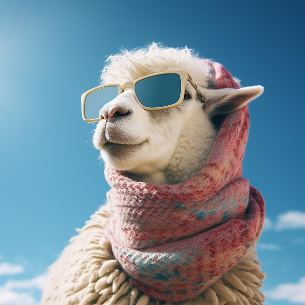 Eid mubarak eid al adha poster trendy sheep wearing glasses