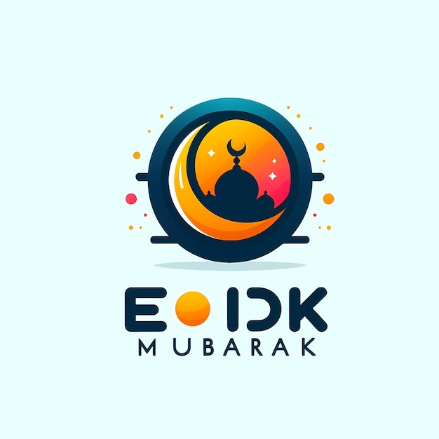 Eid Mubarak embleem ontworpen in slanke en schone levendige kleuren met Eid Mubarek tekst