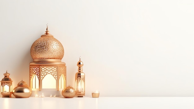 Eid mubarak en ramadan kareem groeten met islamitische lantaarn en moskee Eid al fitr achtergrond
