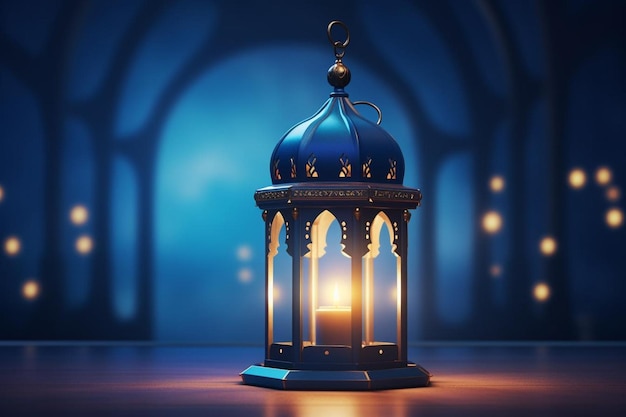 Eid mubarak event wallpaper with realistic islamic lantern