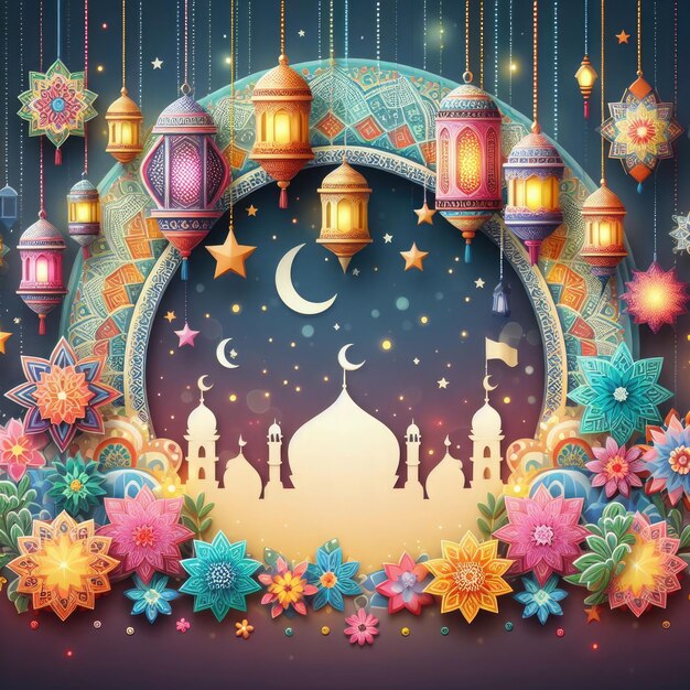 Eid mubarak festival decorative greeting background