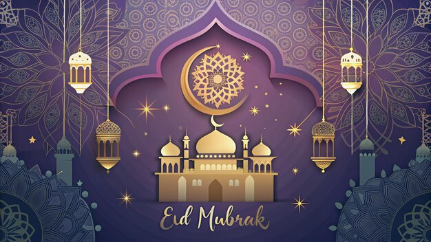 Eid Mubarak Festival Decorative Greeting Background