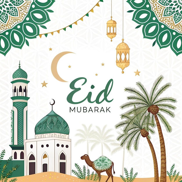 eid mubarak a festive illustration of islamic celebration