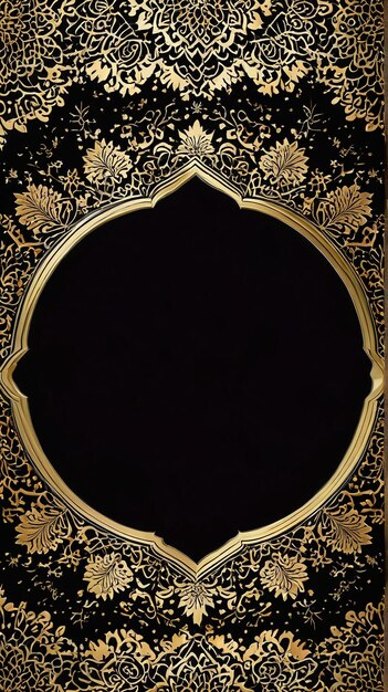 Eid Mubarak a gold frame on a black background