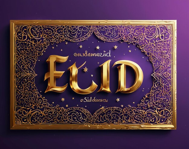 Foto quadro d'oro eid mubarak con l'iscrizione