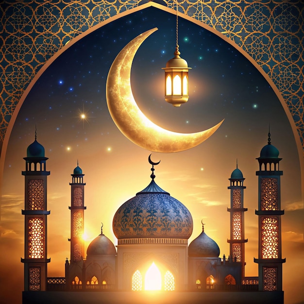 Eid Mubarak greeting Card Illustration ramadan kareem cartoon vector Wishing for Islamic festival for banner poster background flyerillustration brochure and sale background