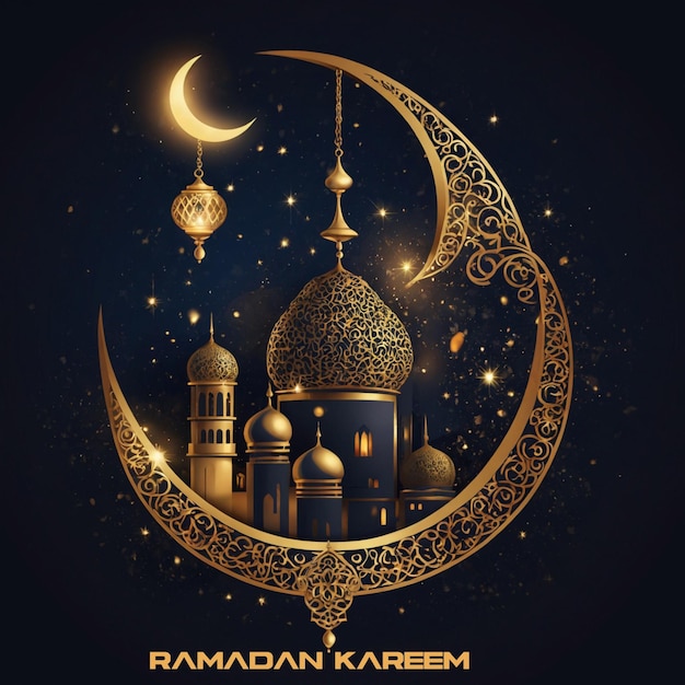 Eid Mubarak greeting or Ramadan Kareem mandala mystical background design in gold color