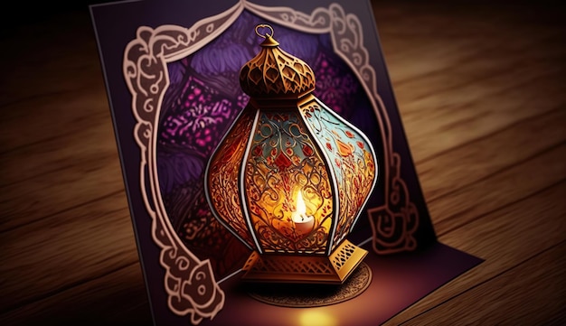 Eid mubarak Happy Mawlid al Nabi Islamitische display podium Ramadan lantaarn met islamitische rozenkrans kraal