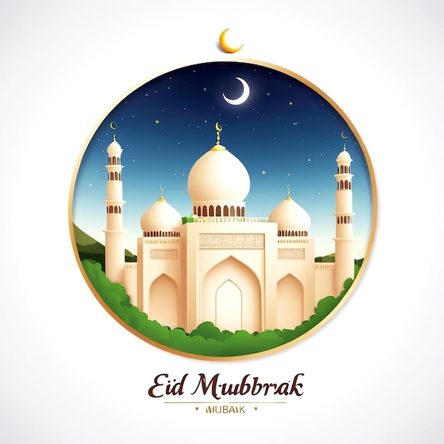 Eid Mubarak illustratie op witte achtergrond