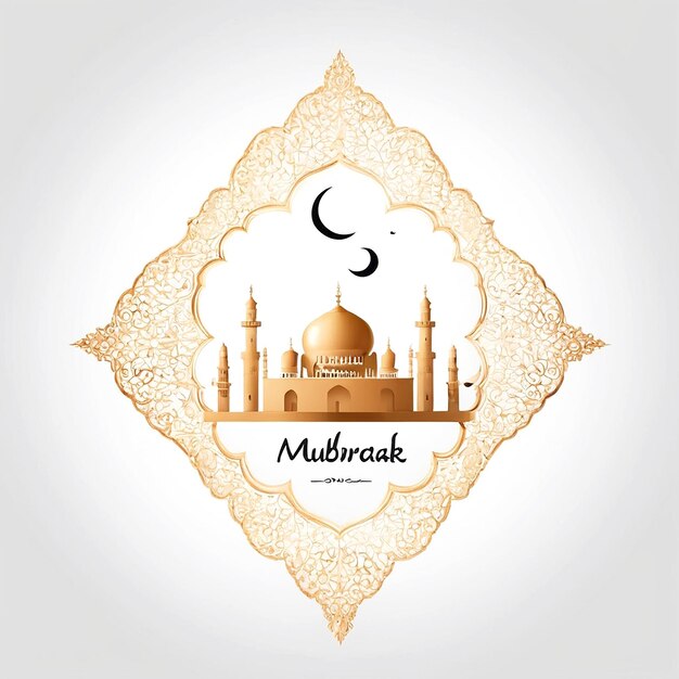 Photo eid mubarak illustration on white background