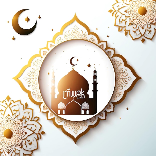 Eid Mubarak Illustration On White Background
