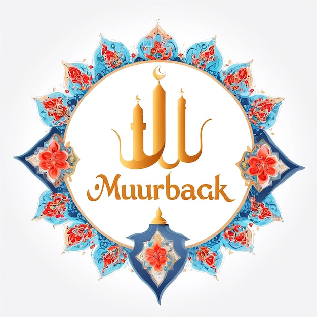 Eid Mubarak Illustration On White Background