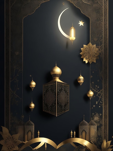 Eid Mubarak Islamic background design dark color