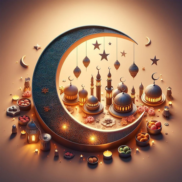 Eid mubarak Islamic festival background with mosque