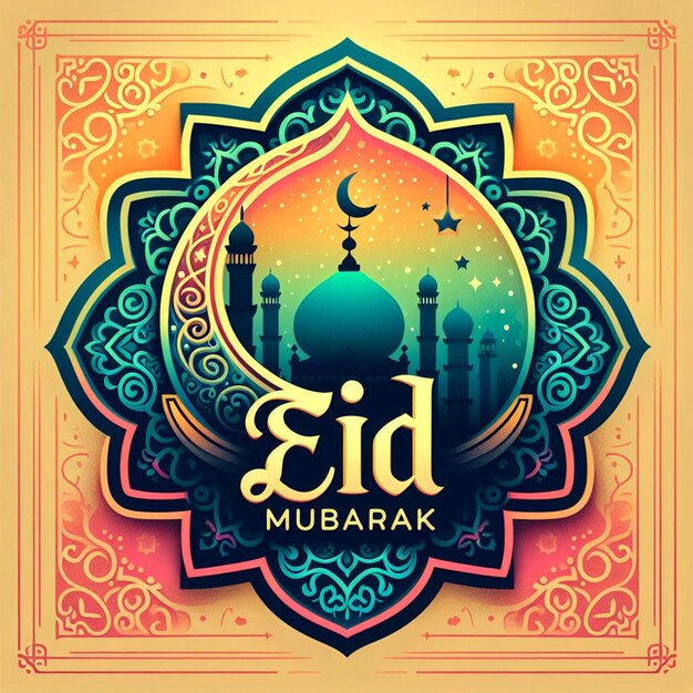 Eid mubarak islamic festival social media post Eid Mubarak celebratory illustration Eid Mubarak