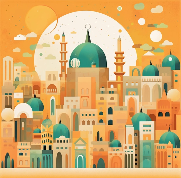 eid mubarak islamic festival social media post template