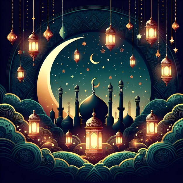 Foto carta da parati islamica di eid mubarak