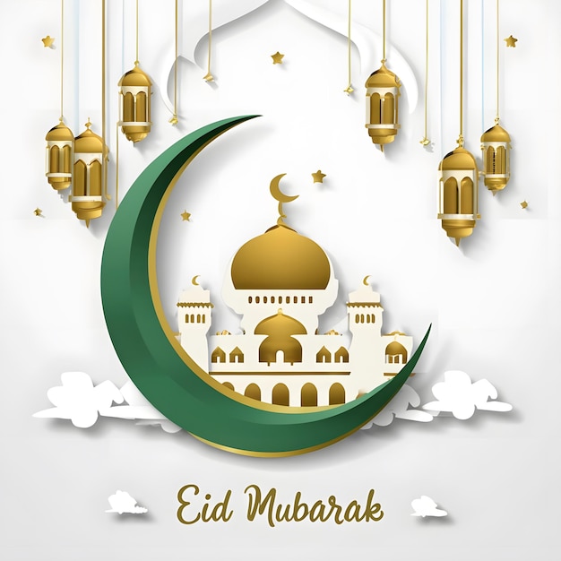 Eid Mubarak kaart ontwerp islamitische groeten eid kaart illustratie