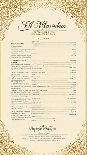 Photo eid mubarak the menu for the wedding reception